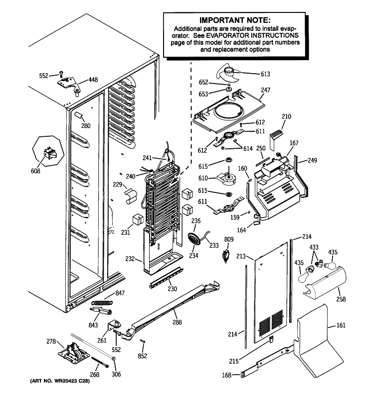FREEZER SECTION Diagram and Parts List for PJE25PGTIFKB  General Electric Refrigerator