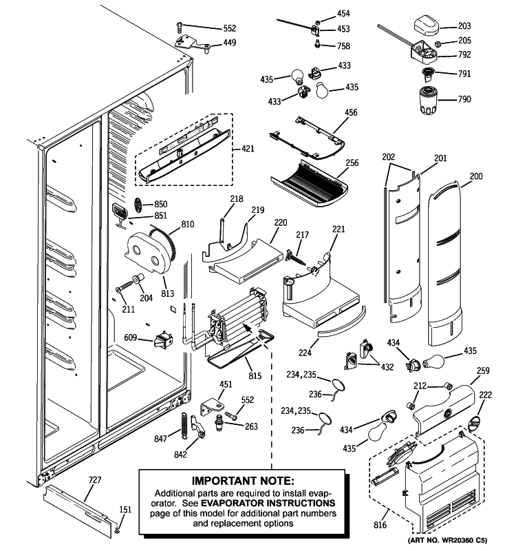 FRESH FOOD SECTION Diagram and Parts List for PJE25PGTIFKB  General Electric Refrigerator