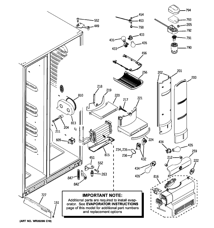 FRESH FOOD SECTION Diagram and Parts List for PSDF5RGXCFCC  General Electric Refrigerator