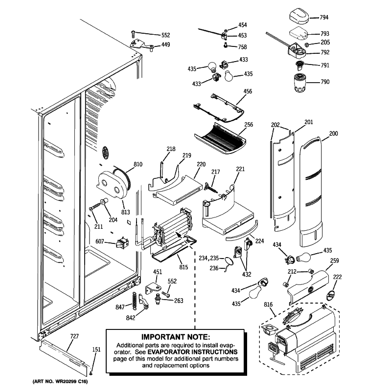 FRESH FOOD SECTION Diagram and Parts List for PSDS5RGXCFSS  General Electric Refrigerator