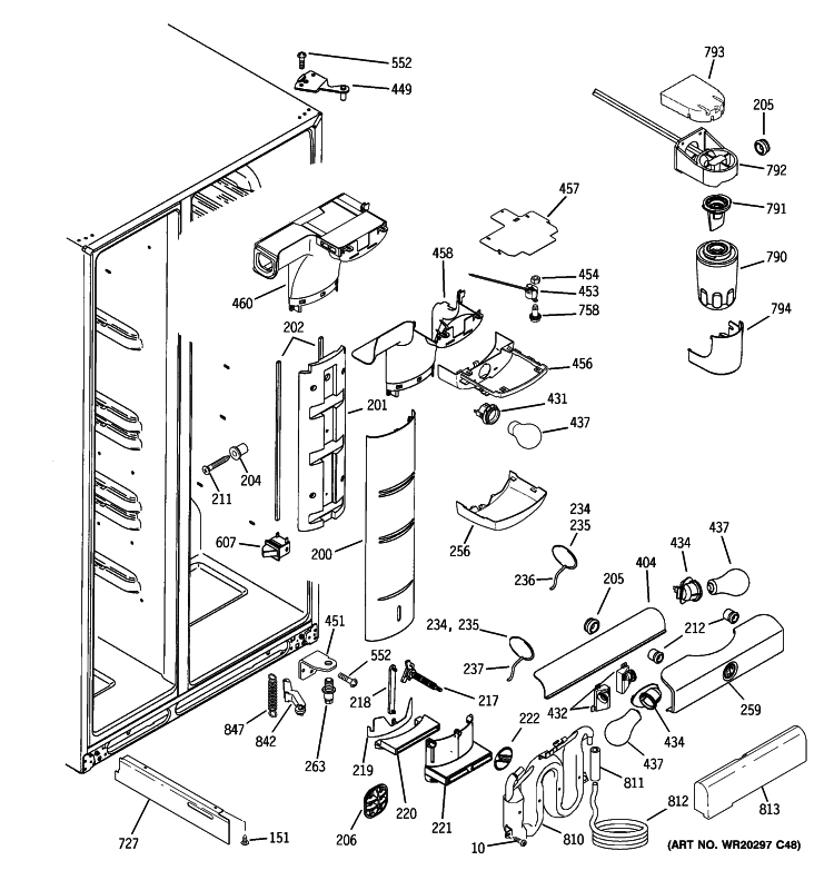 FRESH FOOD SECTION Diagram and Parts List for PSHF6VGXCDWW  General Electric Refrigerator