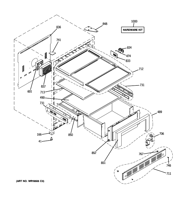 CABINET & SHELVES Diagram and Parts List for ZIFS240PBLSS  General Electric Wine and Beverage Cooler