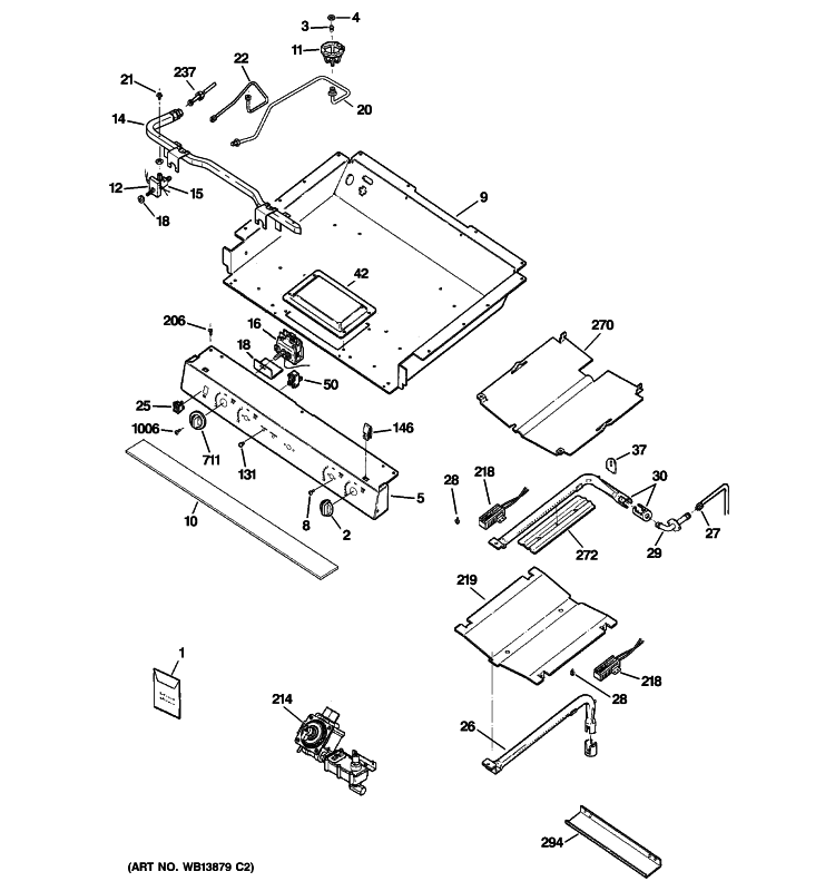 GAS & BURNER PARTS Diagram and Parts List for JGBP27DEM3WW  General Electric Range