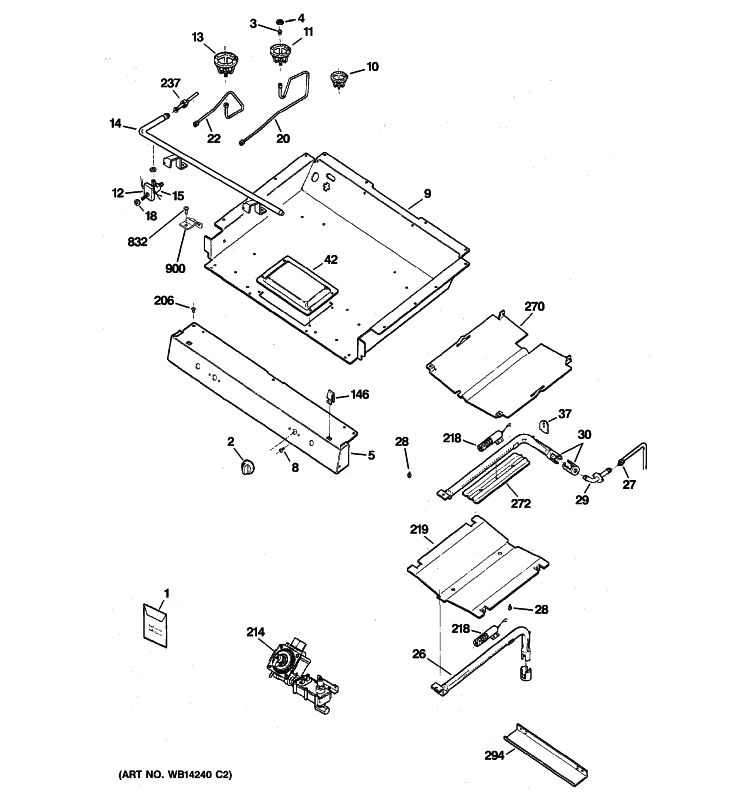 GAS & BURNER PARTS Diagram and Parts List for JGBP33DEM3CC  General Electric Range