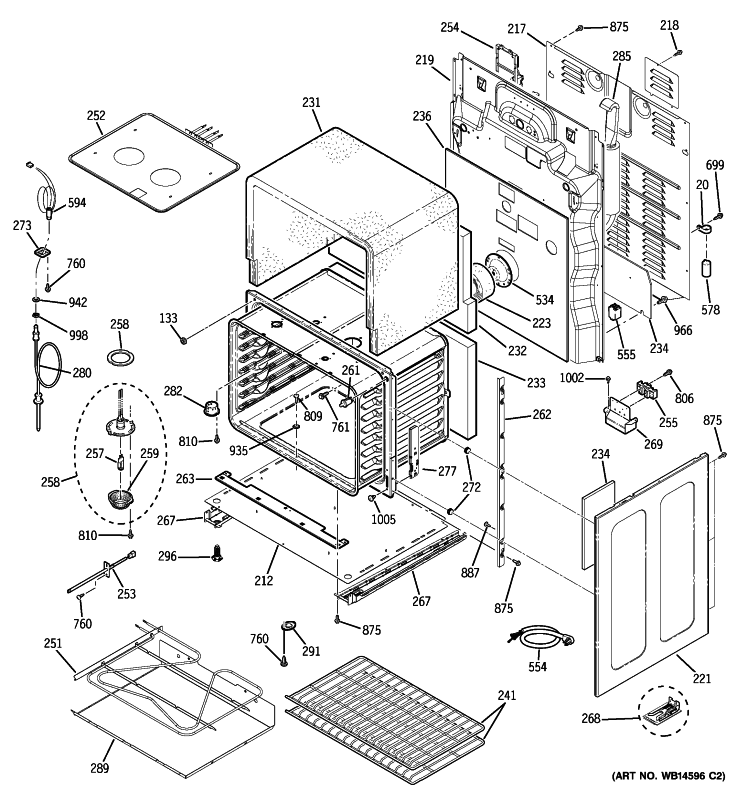 LOWER OVEN Diagram and Parts List for PCB975DN1BB  General Electric Range