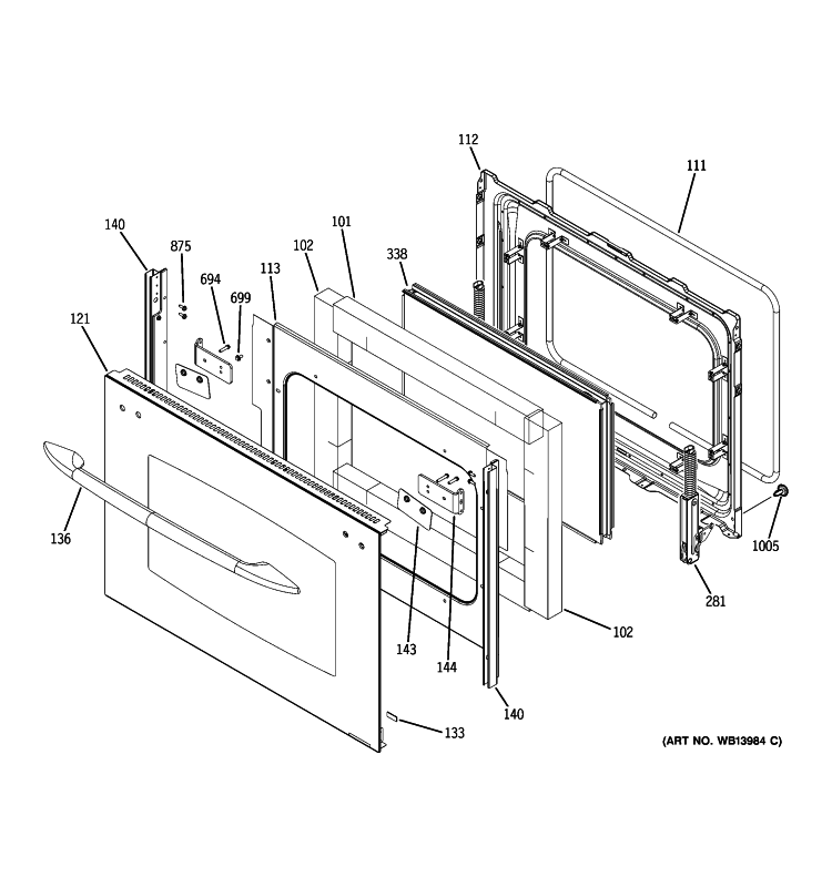 LOWER DOOR Diagram and Parts List for PCB975DN1BB  General Electric Range