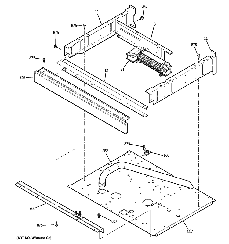 CENTER SPACER Diagram and Parts List for PT960BM1BB  General Electric Wall Oven