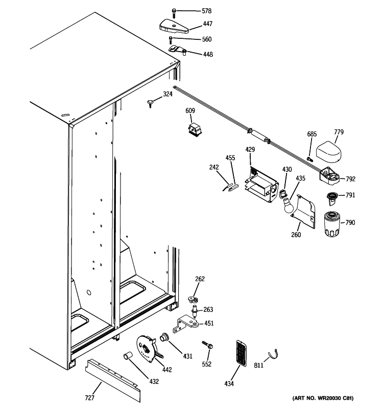FRESH FOOD SECTION Diagram and Parts List for HSS22GFTGWW  Hotpoint Refrigerator