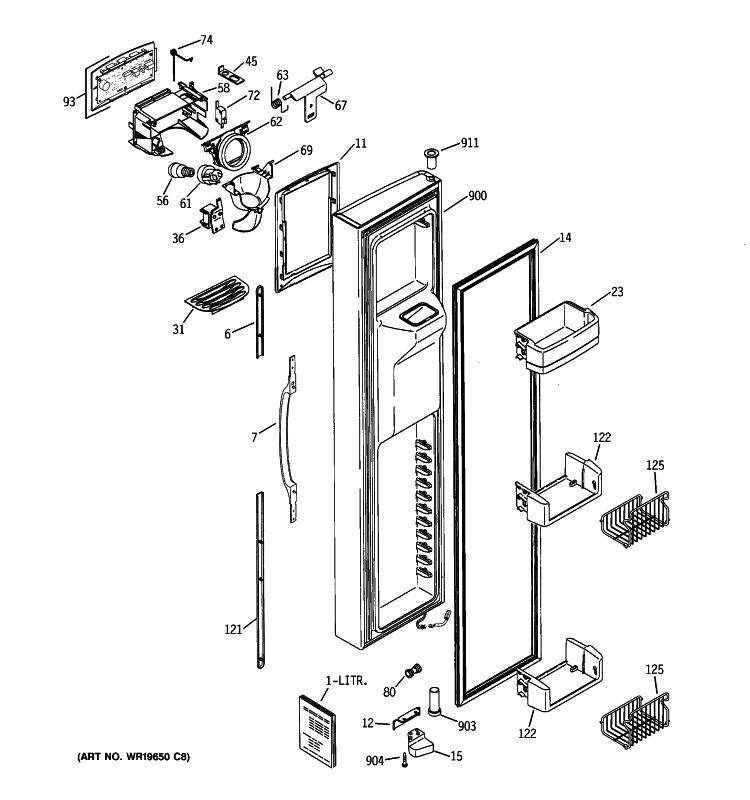 FREEZER DOOR Diagram and Parts List for HSK29MGWHCCC  Hotpoint Refrigerator