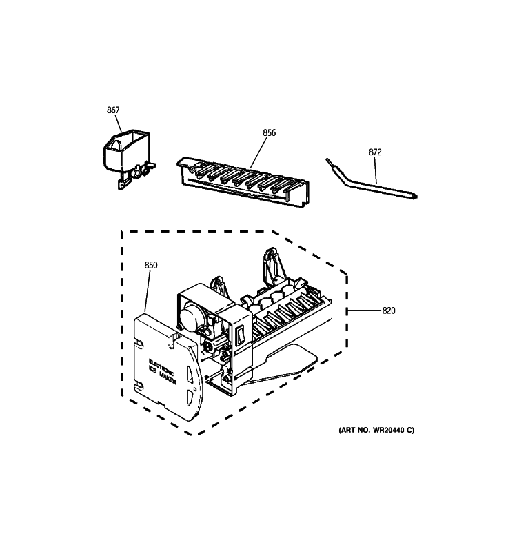 ICE MAKER Diagram and Parts List for HTM18GCSBRSA  Hotpoint Refrigerator