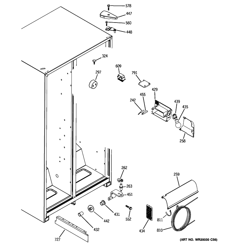 FRESH FOOD SECTION Diagram and Parts List for GSE22KETGFSS  General Electric Refrigerator