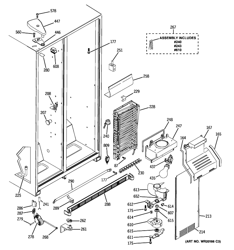 FREEZER SECTION Diagram and Parts List for ESH25JSXASS  General Electric Refrigerator