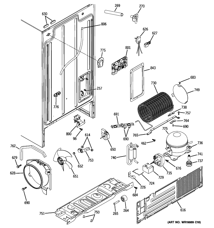 SEALED SYSTEM & MOTHER BOARD Diagram and Parts List for SSH25KFXBWW  General Electric Refrigerator