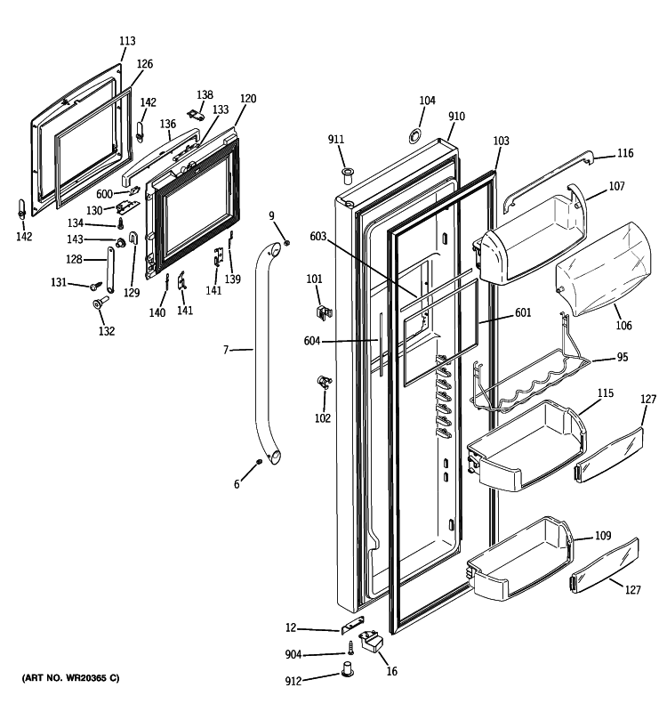 FRESH FOOD DOOR Diagram and Parts List for GSHL6PHXBELS  General Electric Refrigerator