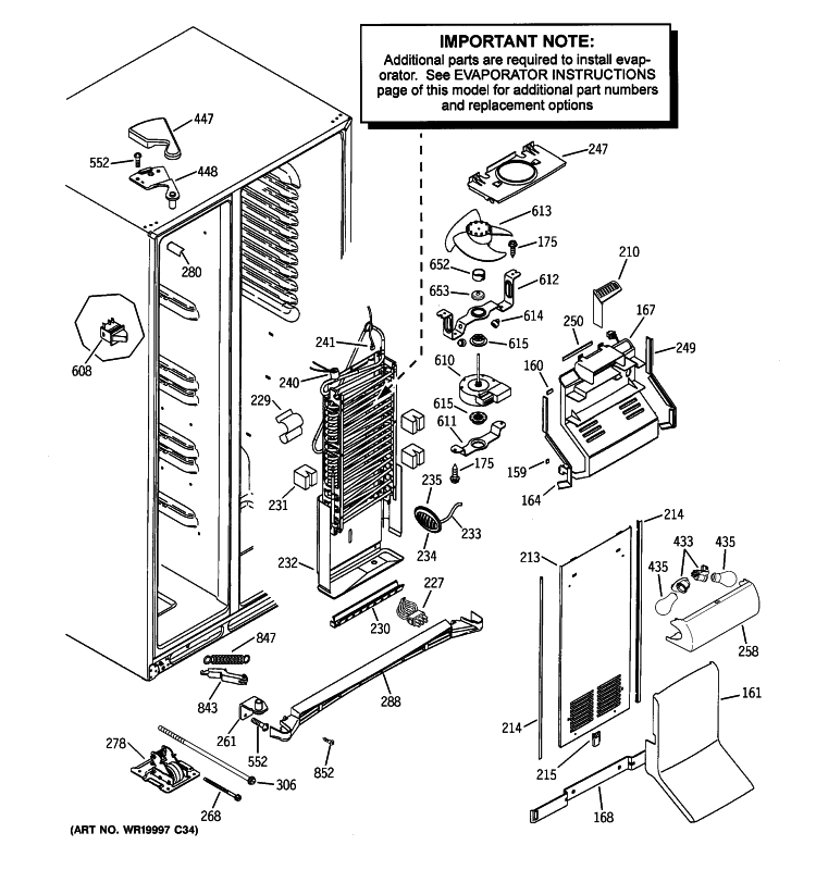 FREEZER SECTION Diagram and Parts List for PCE23NHTHFSS  General Electric Refrigerator