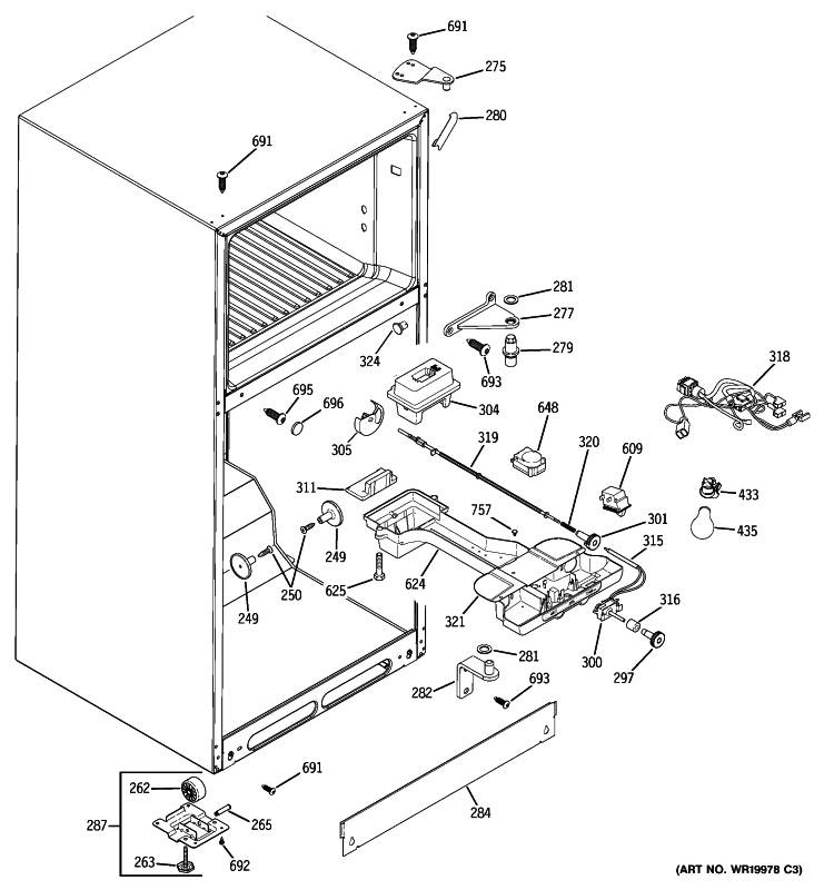 FRESH FOOD SECTION Diagram and Parts List for DTL18ICSXRSS  General Electric Refrigerator