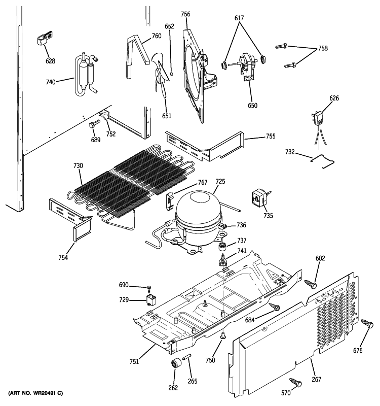 UNIT PARTS Diagram and Parts List for GTS18YBRXRWW  General Electric Refrigerator