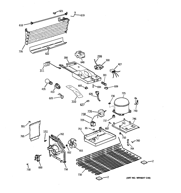 UNIT PARTS Diagram and Parts List for GTT17BBSBRCC  General Electric Refrigerator