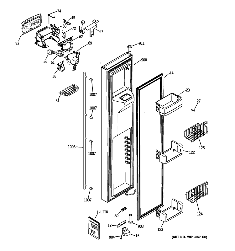 FREEZER DOOR Diagram and Parts List for ZCE23SGTISS  General Electric Refrigerator