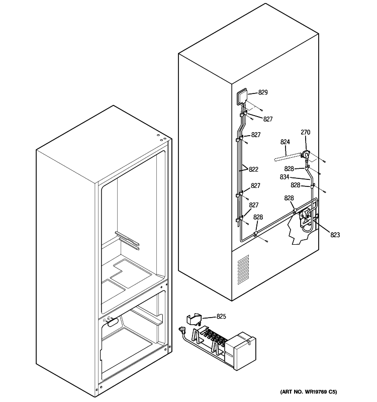 WATER SYSTEM Diagram and Parts List for PDF22MFWCBB  General Electric Refrigerator