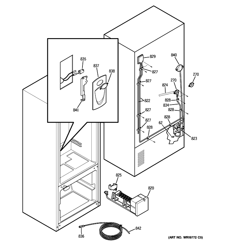 WATER SYSTEM Diagram and Parts List for PDS22MIWCWW  General Electric Refrigerator