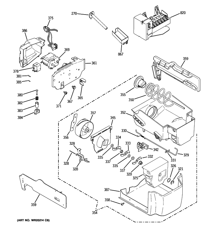 ICE MAKER & DISPENSER Diagram and Parts List for ESHS5MGXBESS  General Electric Refrigerator