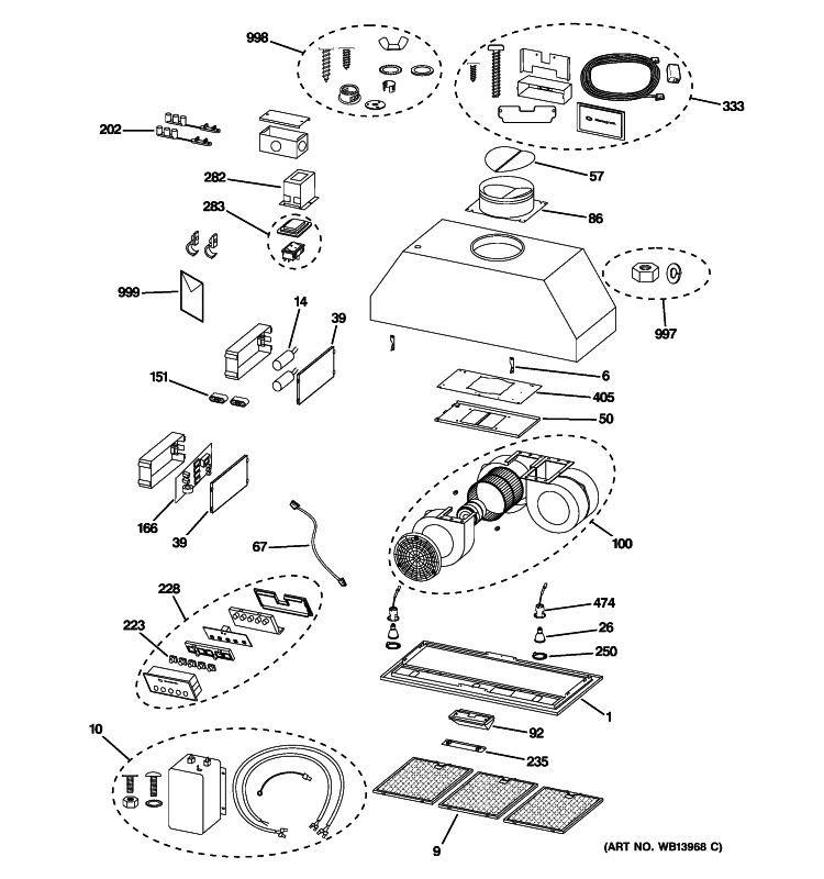RANGE HOOD Diagram and Parts List for ZVC42L2SS  General Electric Range Hood