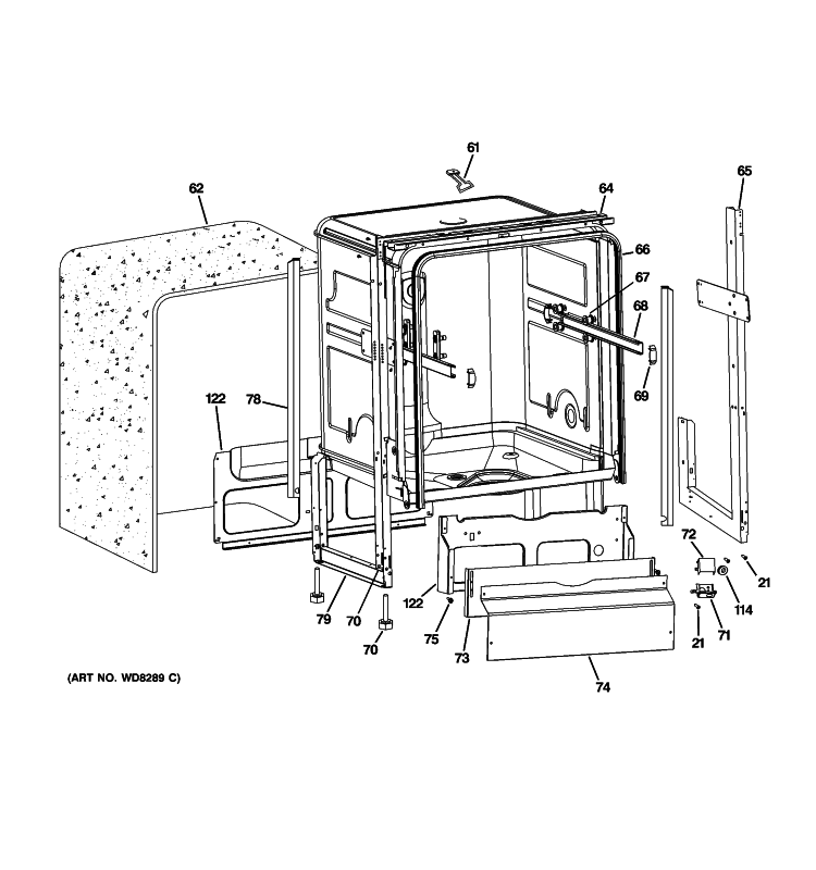 BODY PARTS Diagram and Parts List for PDW1800N00II  General Electric Dishwasher