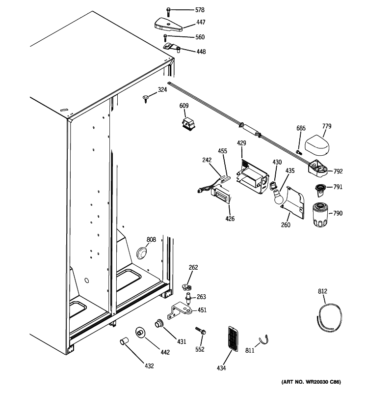 FRESH FOOD SECTION Diagram and Parts List for HSM25GFTHSA  Hotpoint Refrigerator