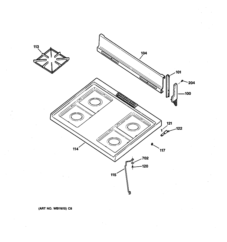 CONTROL PANEL & COOKTOP Diagram and Parts List for RGB508PPH2CT  Hotpoint Range
