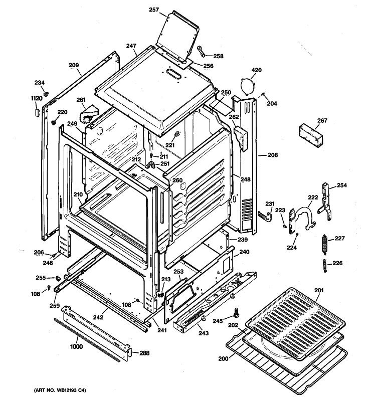 BODY PARTS Diagram and Parts List for RGB524PPH4CT  Hotpoint Range
