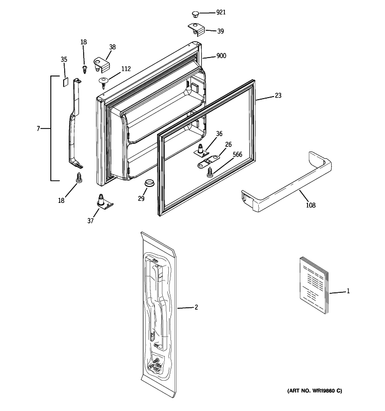 FREEZER DOOR Diagram and Parts List for HTM18IBPXRSA  Hotpoint Refrigerator