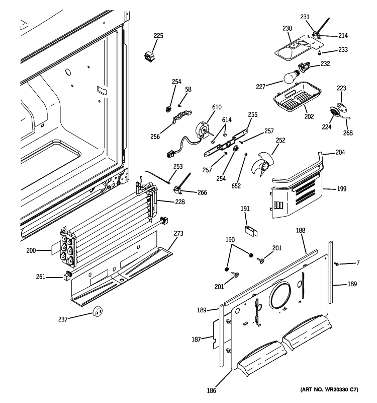 FREEZER SECTION Diagram and Parts List for GDSC0KBXARWW  General Electric Refrigerator