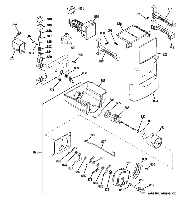 ICE MAKER & DISPENSER Diagram and Parts List for ZISS42GDXASS  General Electric Refrigerator