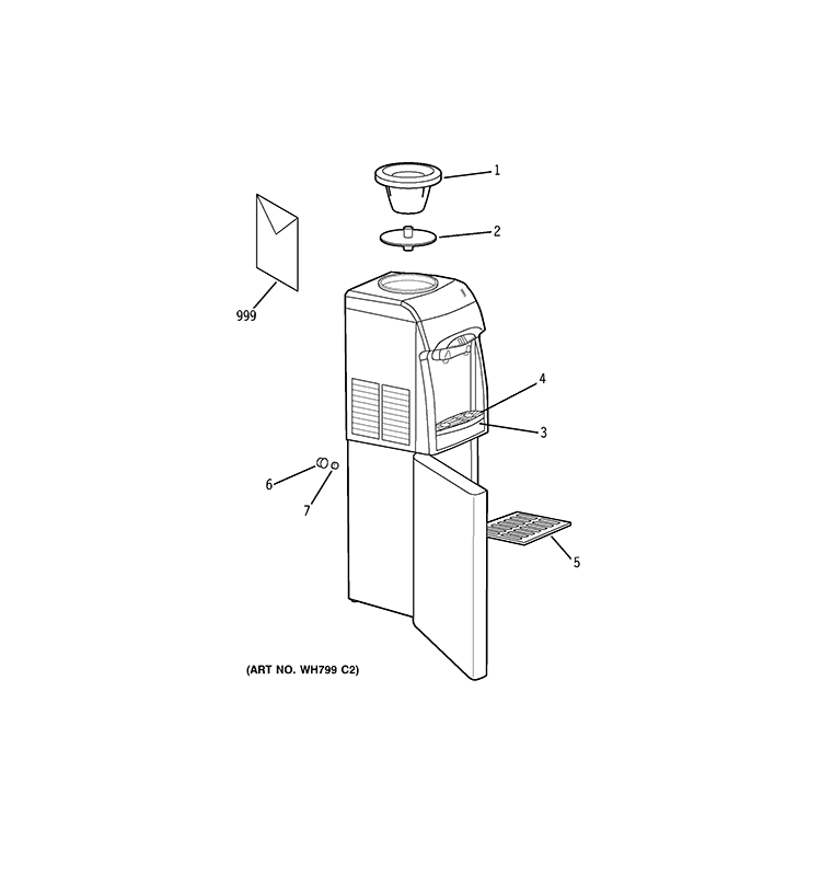 HOT & COLD WATER DISPENSER Diagram and Parts List for GXCF05D  General Electric Water Filter System