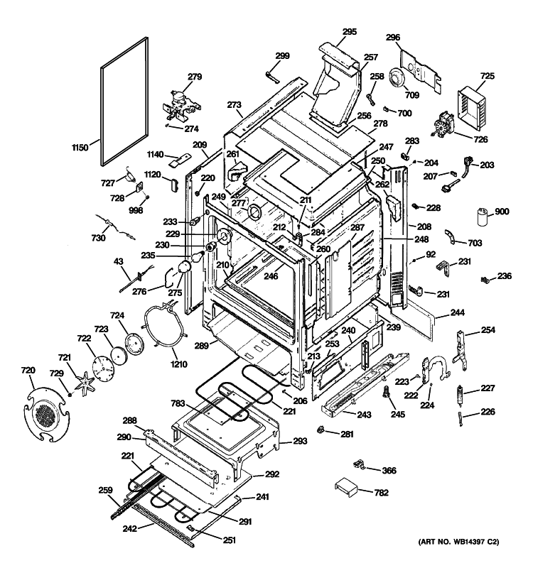 BODY PARTS Diagram and Parts List for CGS980SEM2SS  General Electric Range