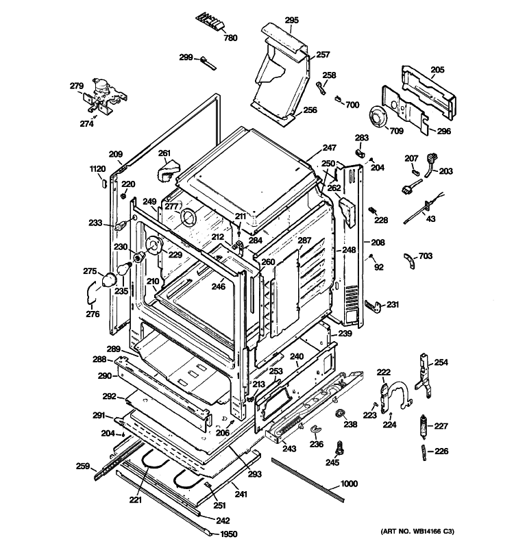 BODY PARTS Diagram and Parts List for JGB908SEL5SS  General Electric Range