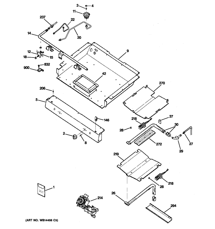 GAS & BURNER PARTS Diagram and Parts List for JGBP28WEK5WW  General Electric Range