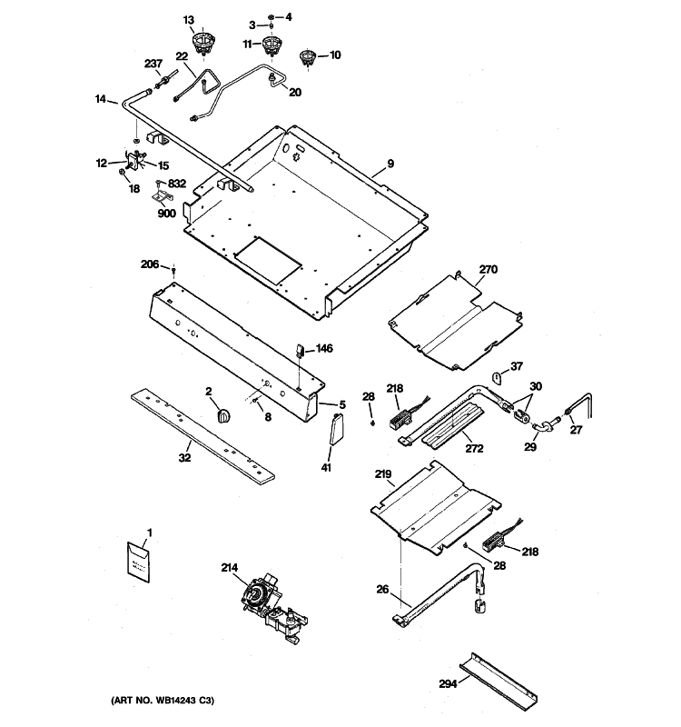 GAS & BURNER PARTS Diagram and Parts List for JGBP33SEM4SS  General Electric Range