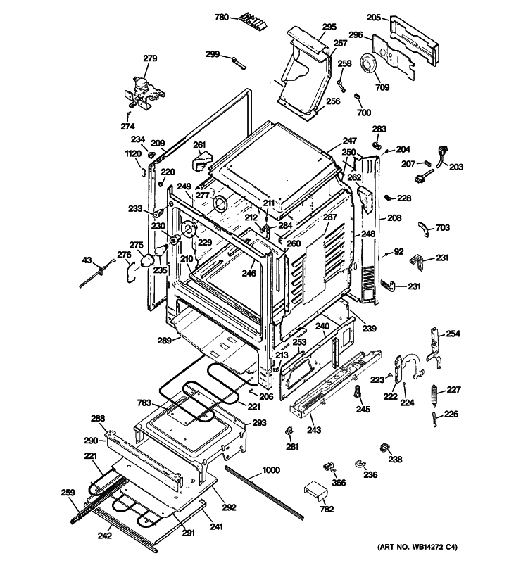 BODY PARTS Diagram and Parts List for JGBP89SEM2SS  General Electric Range
