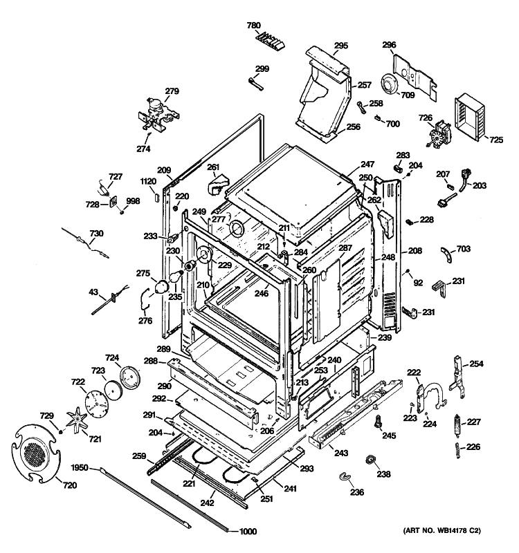 BODY PARTS Diagram and Parts List for PGB916SEM2SS  General Electric Range