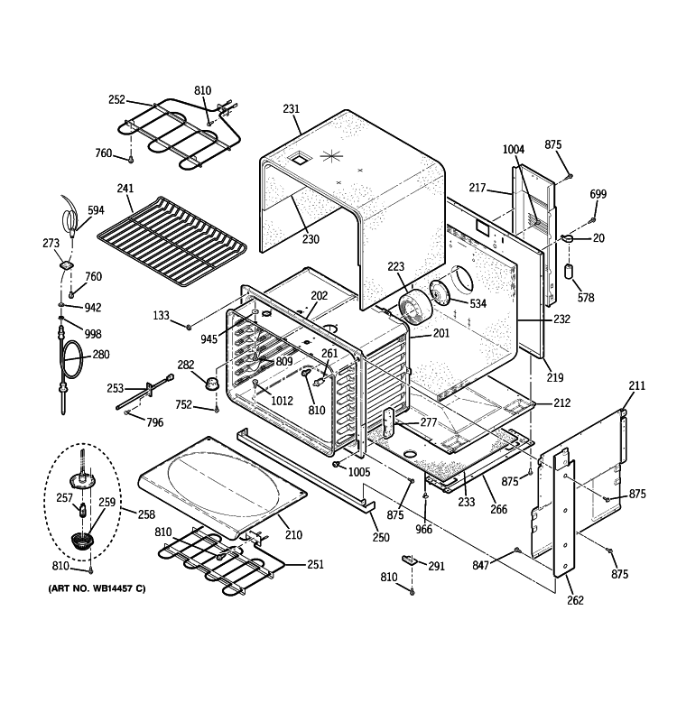 BODY PARTS Diagram and Parts List for JD968BK5BB  General Electric Range