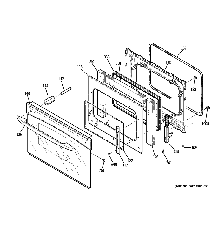 DOOR Diagram and Parts List for JD968BK5BB  General Electric Range