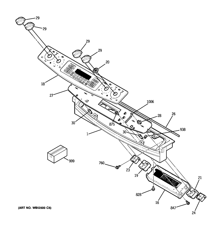 CONTROL PANEL Diagram and Parts List for JD968SK6SS  General Electric Range
