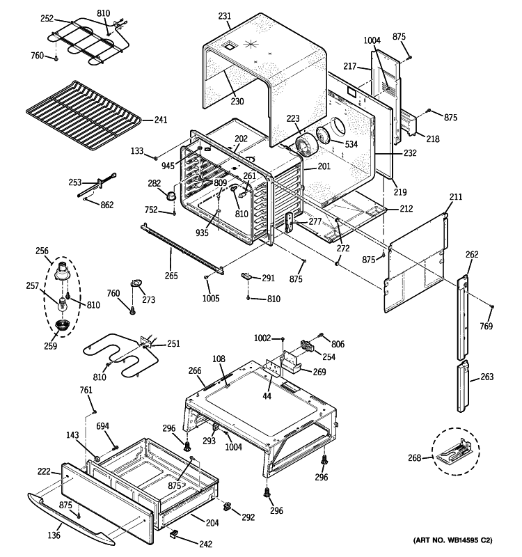 BODY PARTS Diagram and Parts List for JS900SK5SS  General Electric Range