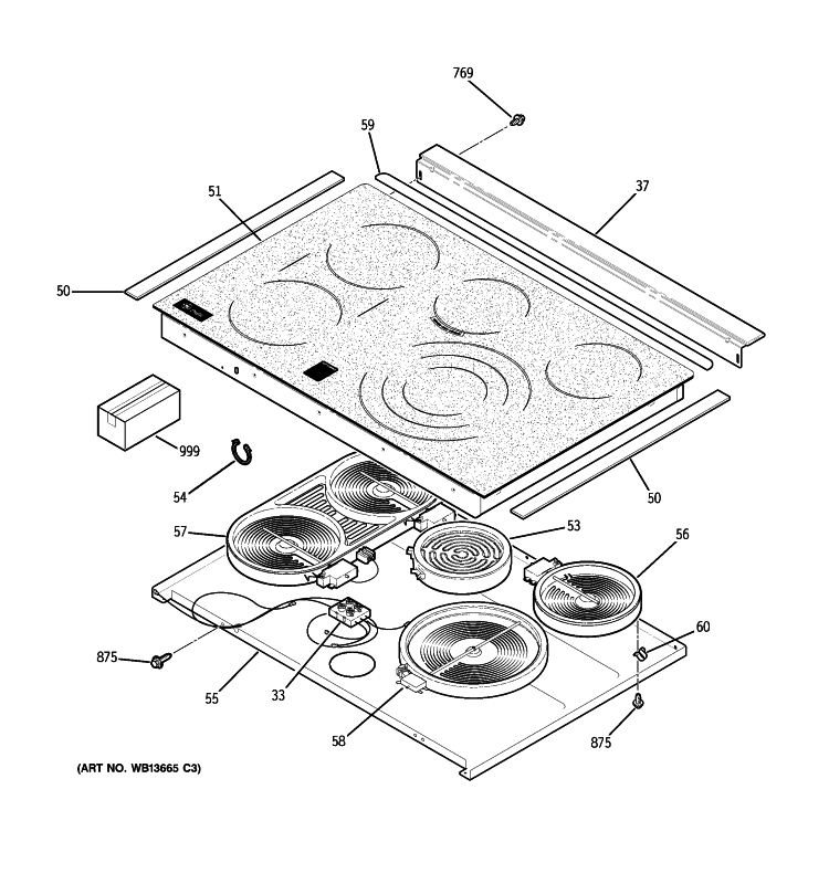 COOKTOP Diagram and Parts List for JS968KK5CC  General Electric Range