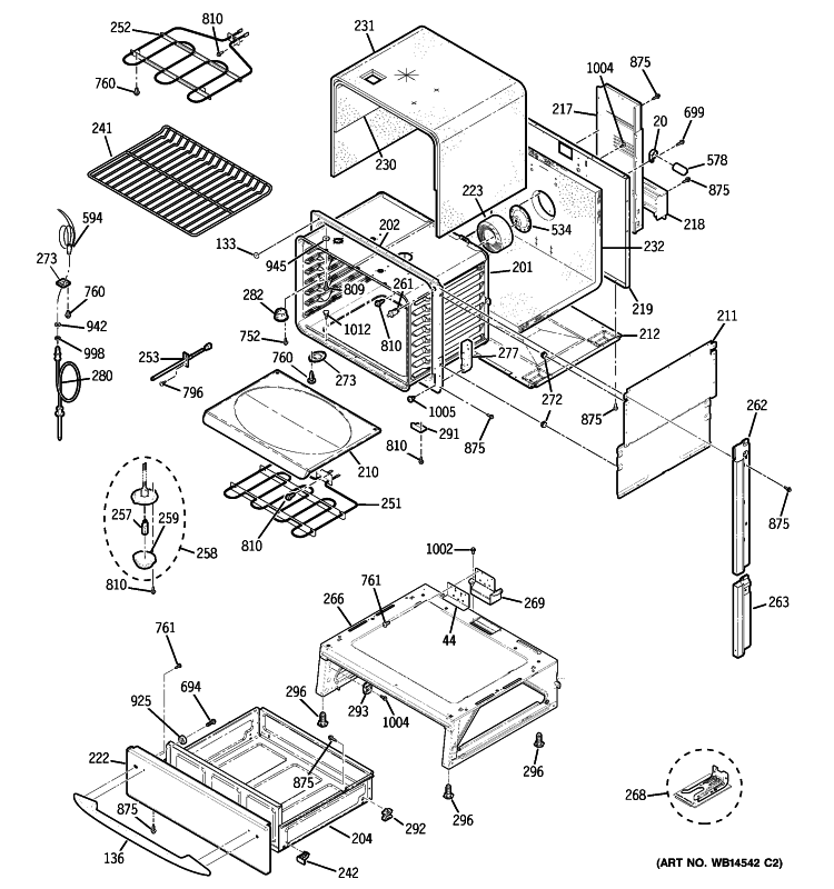 BODY PARTS Diagram and Parts List for JS968SK6SS  General Electric Range
