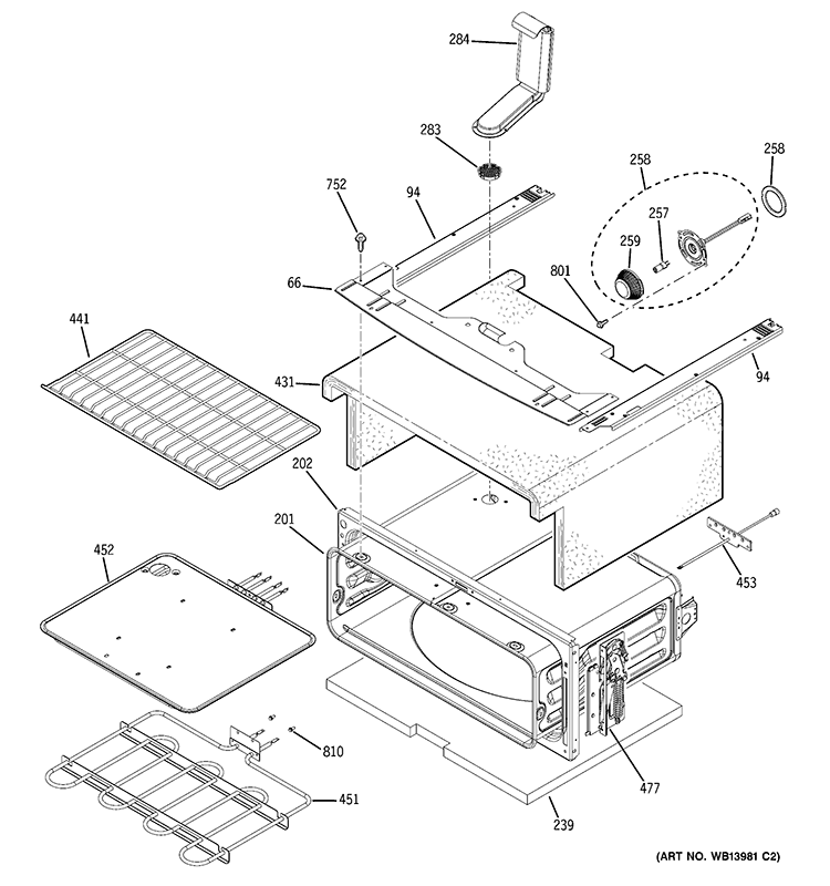 UPPER OVEN Diagram and Parts List for PB970SM2SS  General Electric Range