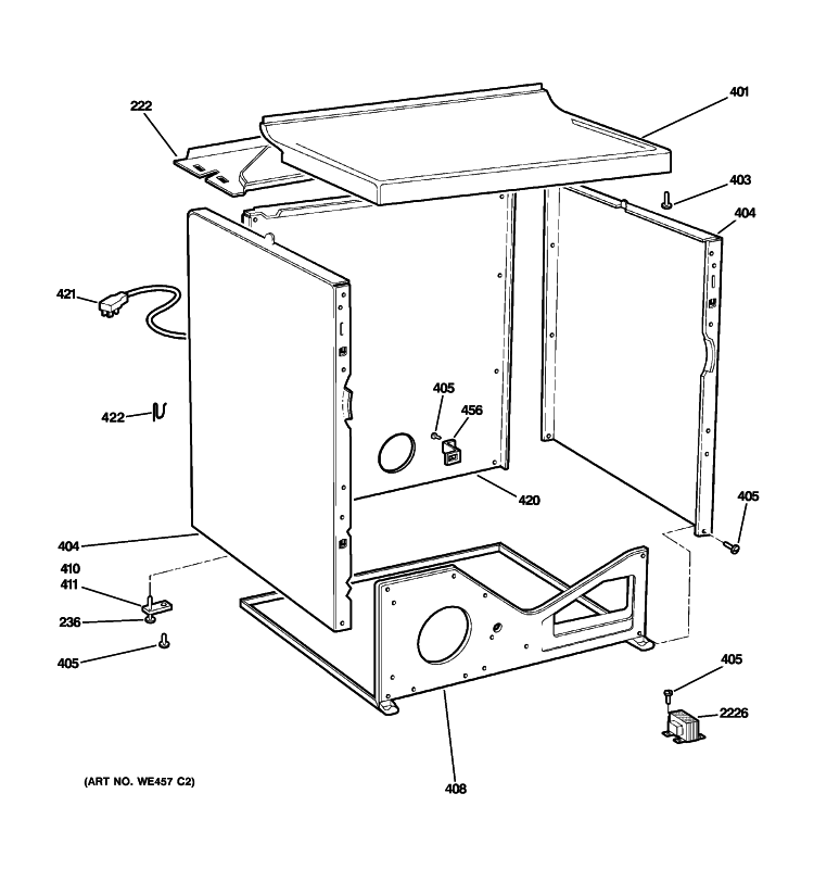 CABINET Diagram and Parts List for DISR333FC9WW  General Electric Dryer