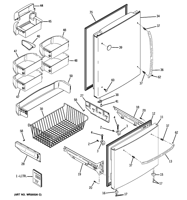 DOORS Diagram and Parts List for GDSL3KCYALLS  General Electric Refrigerator